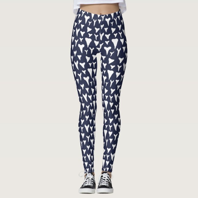 Leggings Shark Tooth Blue et White Surfer Girl (Devant)