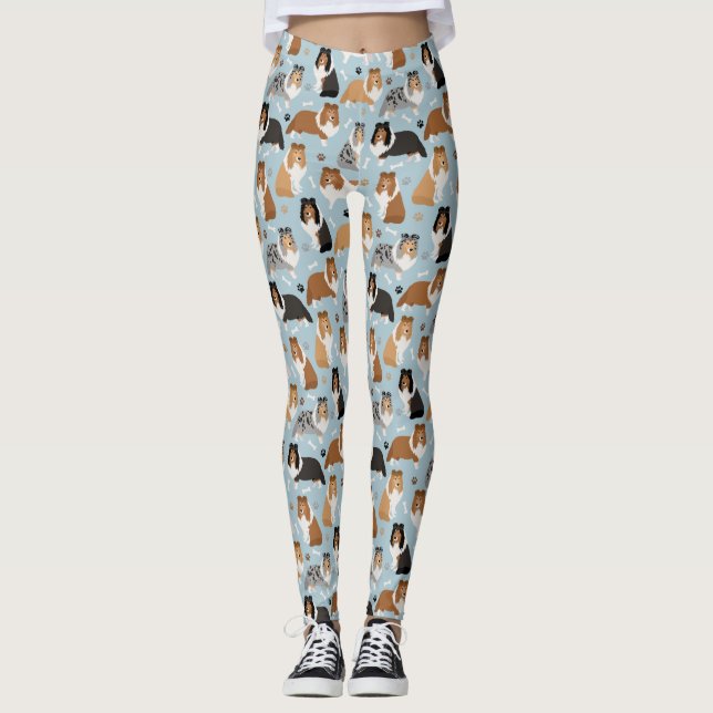 Leggings Sheltie Dog Bones and Paws (Devant)