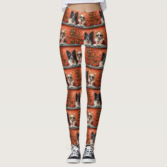 Leggings Shetland Sheepdog avec le coeur Roses Saint-Valent (Devant)