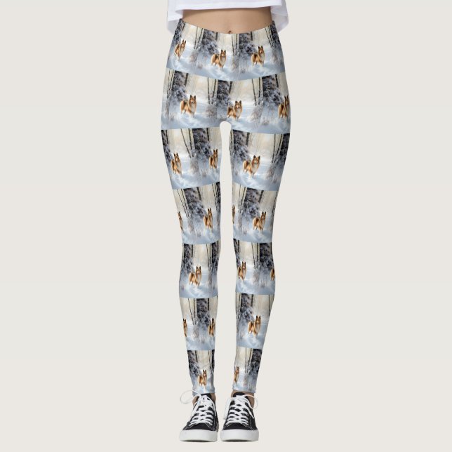 Leggings Shetland Sheepdog Laisser neiger Noël (Devant)