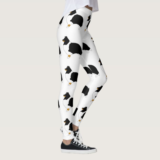 Leggings shetland sheepdog noir blanc et tan silo (Droite)