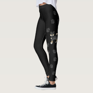 Leggings Shiba Inu noir et roux Chien de dessin animé & Pat