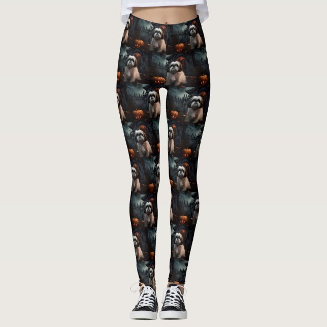 Leggings Shih Tzu Halloween Épouvantable (Devant)