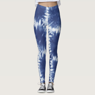 Leggings Shobori Tie Dye Imprimer Motif bleu