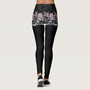 Leggings Shorts roses de ceinture de dentelle sur les