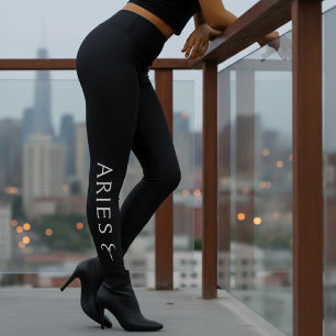 Leggings Signe du zodiaque Bélier Argent Noir Astrologie An