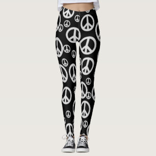Leggings Signes de paix noirs et blancs
