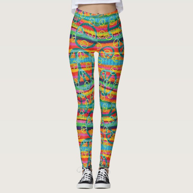 Leggings Signes de paix super de colorant de cravate (Devant)