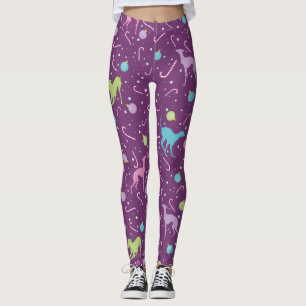 Leggings silhouette de chien gris italien motif de Noël