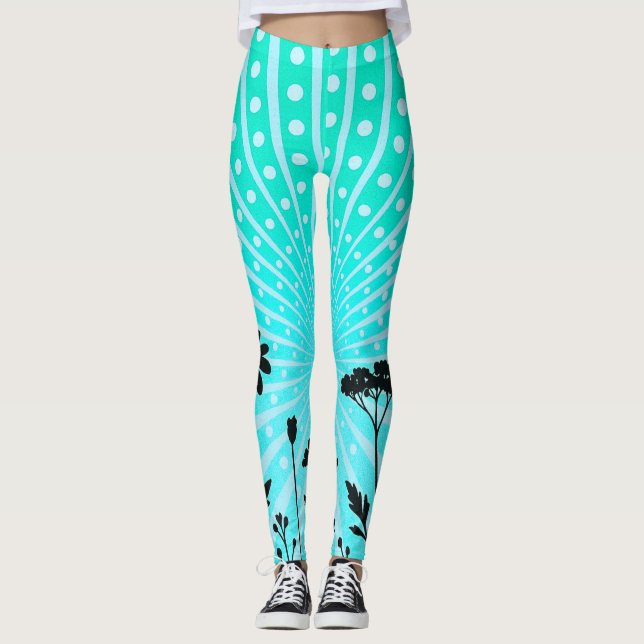 Leggings Silhouette de pois aqua radiant Bloom  (Devant)