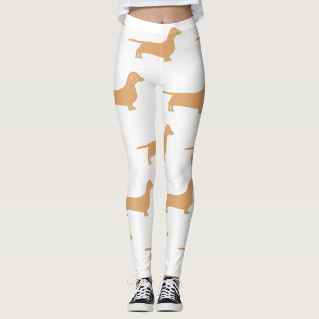 Leggings silhouette de teckel fauve et noir (Devant)