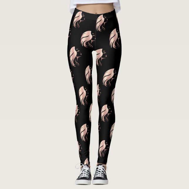 Leggings Silhouette de visage de fille cool (Devant)