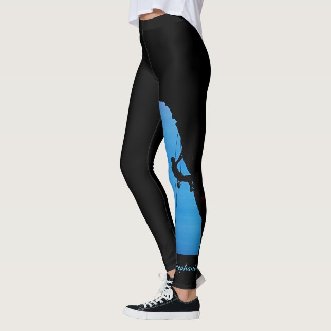 Leggings Silhouette d'escalade personnalisée avec nom (Gauche)