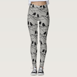 Leggings Silhouette d'oiseau Noir Joli Oiseau Art
