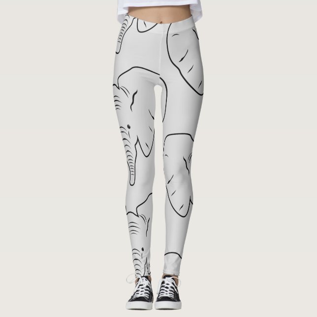 Leggings Silhouette du visage de l'éléphant (Devant)