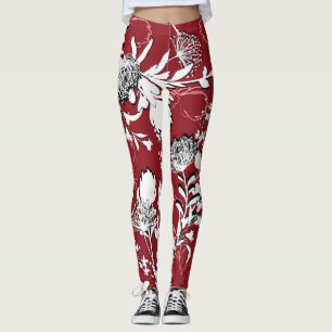 Leggings Silhouette florale, motif botanique coloré.