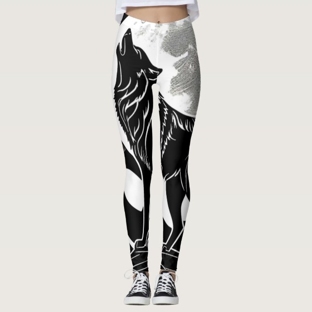 Leggings Silhouette Wolf de nuit (Devant)