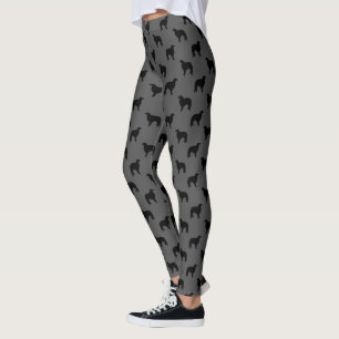 Leggings Silhouettes de Borzoï Motif Gris et Noir
