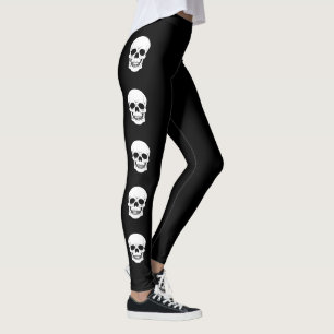 Leggings Silhouettes de crânes blancs cool Halloween noir