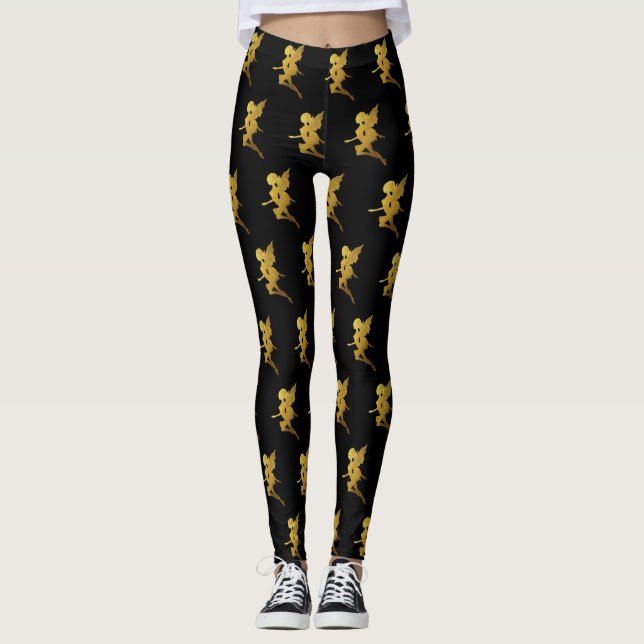 Leggings Silhouettes de fées dorées (Devant)