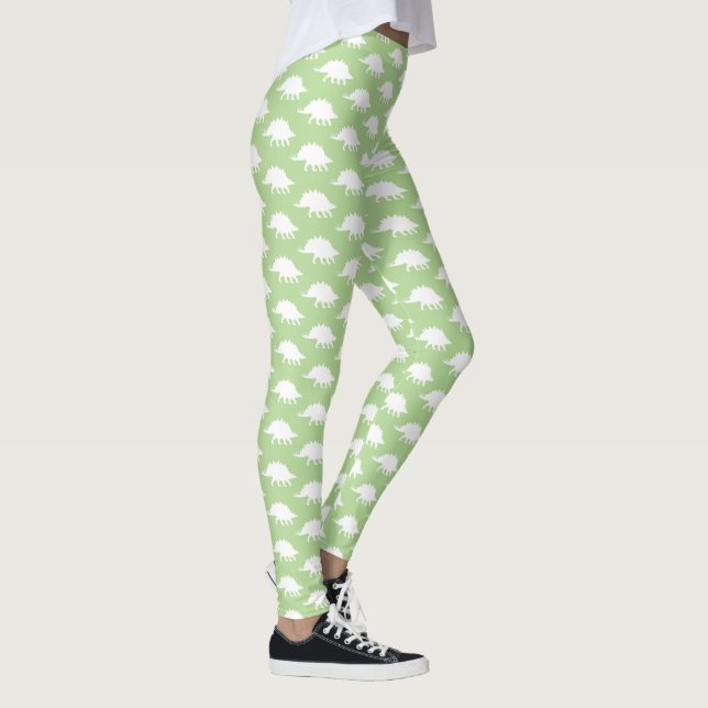 Leggings Silhouettes de Stegosaurus Dinosaure Blanc tendanc (Droite)