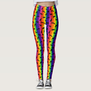Leggings Silhouettes Greyt Greyhound sur arc-en-ciel