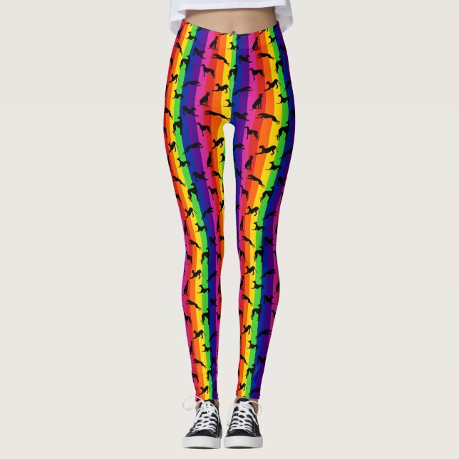 Leggings Silhouettes Greyt Greyhound sur arc-en-ciel (Devant)