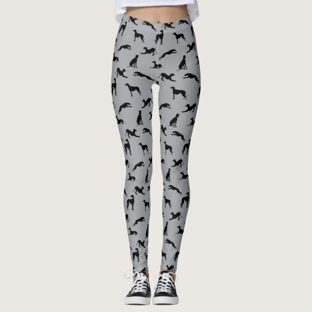 Leggings Silhouettes gris noir sur gris (Devant)