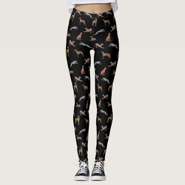 Leggings Silhouettes grises Tons métalliques sur noir (Devant)