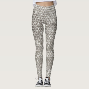 Leggings Silver Metal Parties scintillant unique étincelant