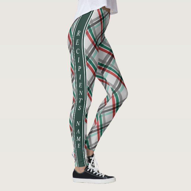 Leggings Simple élégant Noël Rouge Vert Plaid (Droite)