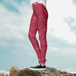 Leggings Simple Luxe Motif Pailleté Rouge Royal