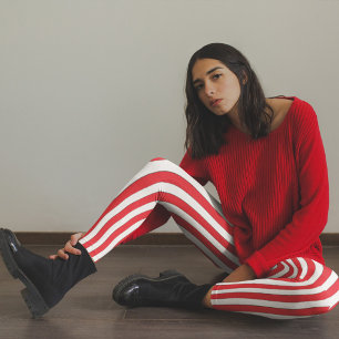 Leggings Simple Maigre Whimsical Minimaliste Rouge Blanc ra