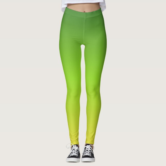 Leggings Simple moderne vert jaune dégradé (Devant)
