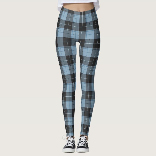 Leggings Simple motif tartan en bleu clair (Devant)