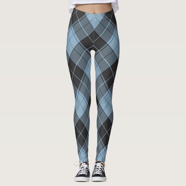 Leggings Simple motif tartan en bleu clair (Devant)