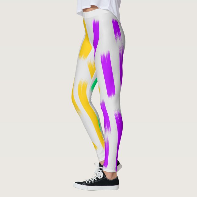Leggings Simple rayures de couleur minimale coussin vert vi (Gauche)