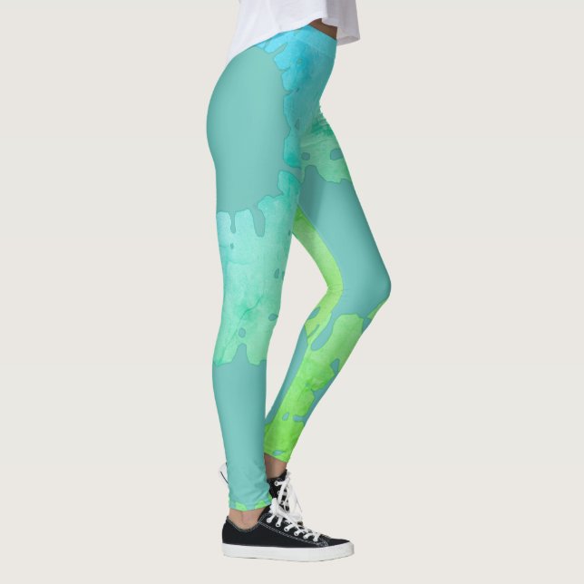 Leggings Simple rayures de couleur minimale coussin vert vi (Droite)