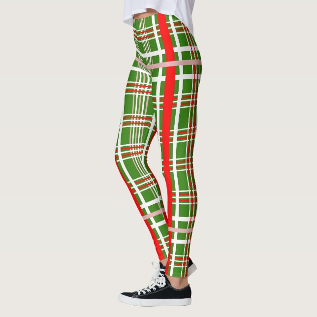 Leggings Simple, rouge et blanc PLAID sur votre couleur (Gauche)