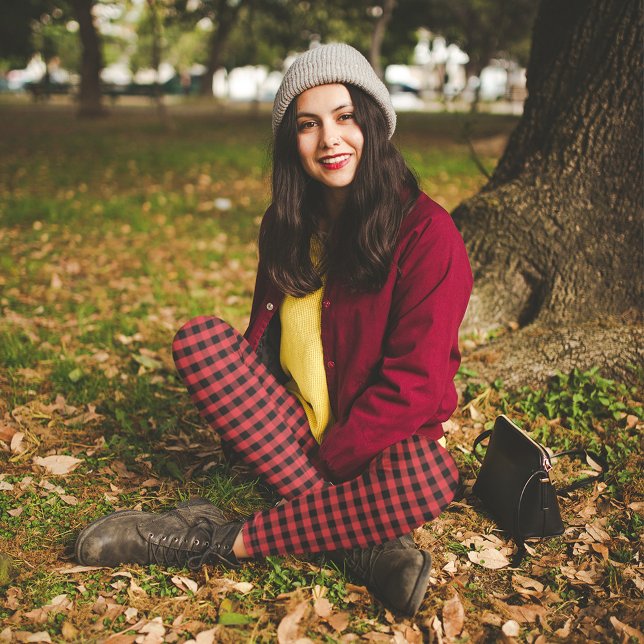 Leggings Simple rouge noir rustique Chic Buffalo Motif chèq (Black and red buffalo check pattern legging. )