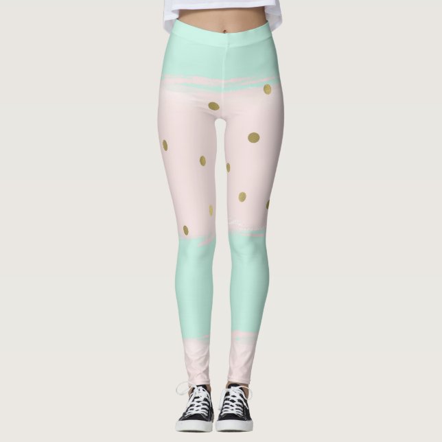Leggings Simply Sweet Peach Mint Gold Stripes Confetti (Devant)