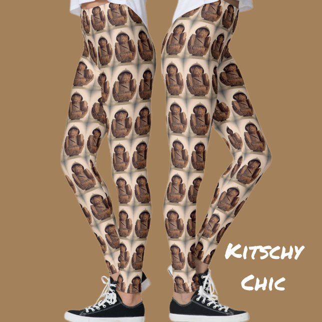 Leggings Singe sculpté dans une noix de coco Rétro Kitsch C (Créateur téléchargé)