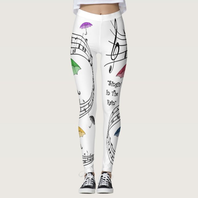 Leggings Singin’ In the Rain ~ Parapluies ~ Notes musicales (Devant)