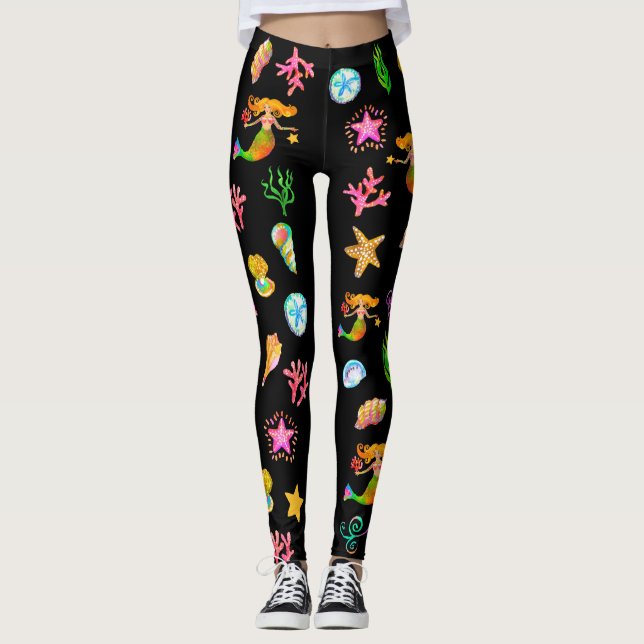 Leggings Sirène & Coquillages Ambiance Plage (Devant)