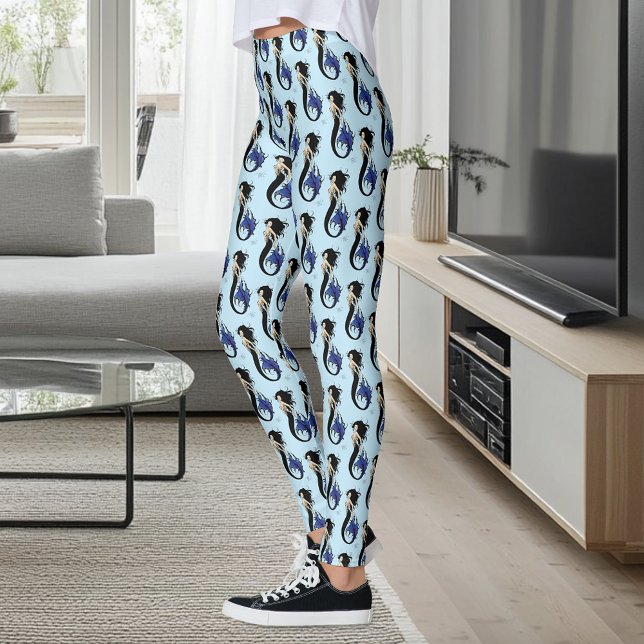 Leggings Sirène de Fantaisie Élégante Tribale Bleue (Créateur téléchargé)