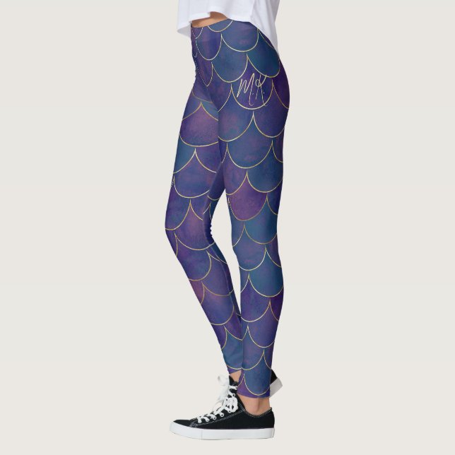 Leggings Sirène personnalisée violette foncée (Gauche)