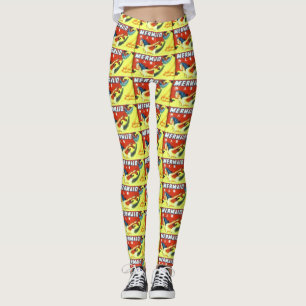 Leggings sirènes en rouge sur jaune