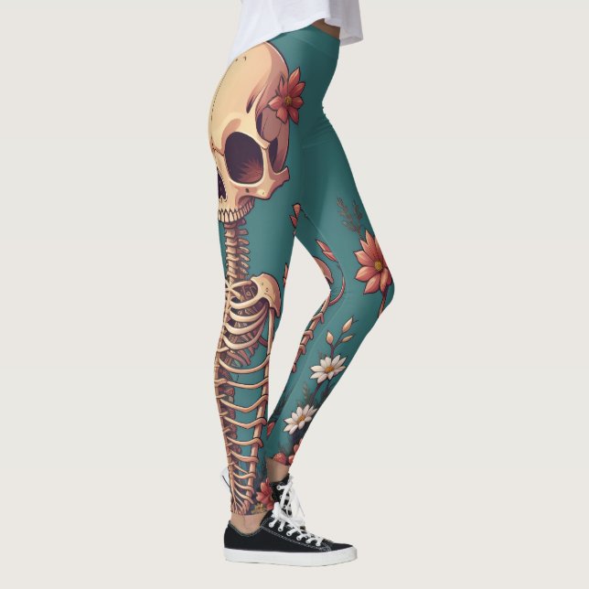 Leggings Skeleton Art Halloween Skull Ribcage Grateful Dead (Droite)