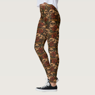 Leggings Skuls Armes Roses Dark Tattoo Art