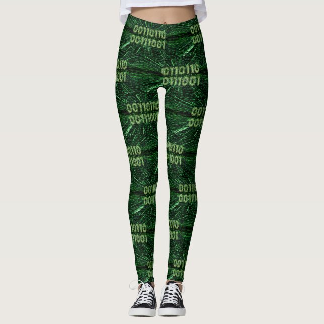 Leggings SlipperyJoe's 69 code binaire dynamique ordinateur (Devant)